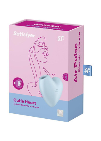 Вакуумний стимулятор-серце з вібрацією Cutie Heart Blue Satisfyer (335395426)