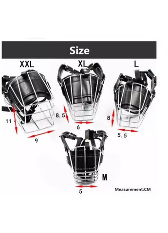 Намордник для собак, металлический кожаный Черный L Maychan (308862963)