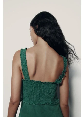 Зеленое платье-слеп меди с льном Zara