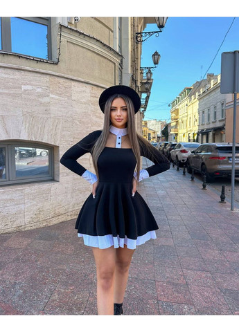 Чорно-білий святковий, коктейльна, вечірня сукня у шкільному стилі з подвійною пишною спідничкою бебі долл queensleep_7km