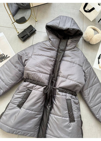 Серая зимняя женская зимняя куртка куртка-пальто No Brand