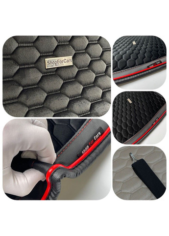 Накидки для передних сидений Алькантара Palermo Premium Черные Красный кант 2 шт S4C (338624740)