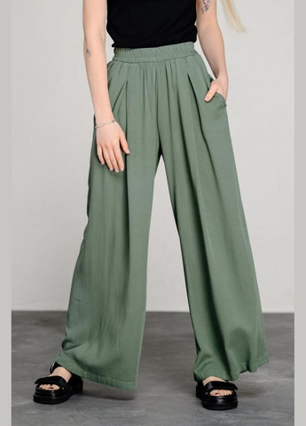 Женские свободные брюки с поясом на резинке зелёные MKAZ6446-1 Modna KAZKA (276838771)