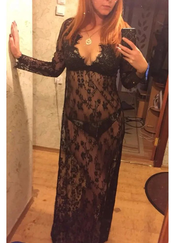 Чорна дуже красива мереживна сукня жіноча до полу. сукня жіноча легка та сексуальна. сукня прозора із спандекса оздоблена мереживом China