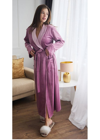 Халат жіночий велюровий довгий, на запах, з кишенями No Brand халат (362438607)