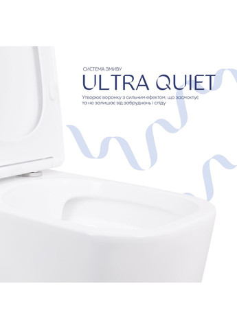 Унитаз напольный Aquarius Ultra Quiet 620×355×790 мм с сиденьем Soft-close, White Qtap QTAQAW27W49262 (386189642)