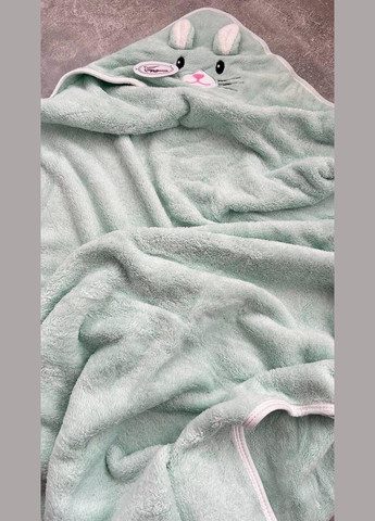 Детское полотенце уголок для купания малыша до 6 лет Полотенце для детей микрофибра (К8000-4) No Brand анималистичный мятный