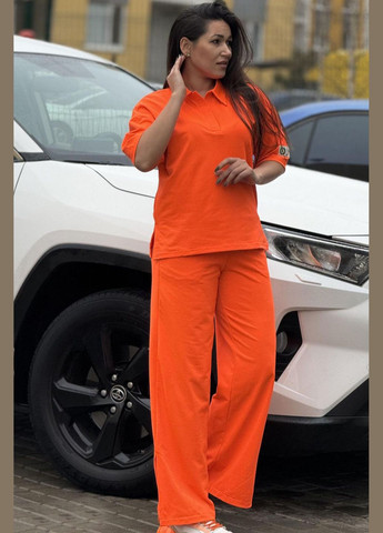 Спортивный костюм женский оранжевого цвета Let's Shop (292755172)
