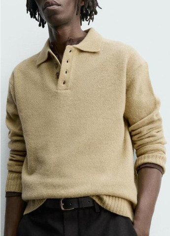 Зеленая футболка-поло для мужчин Zara однотонная