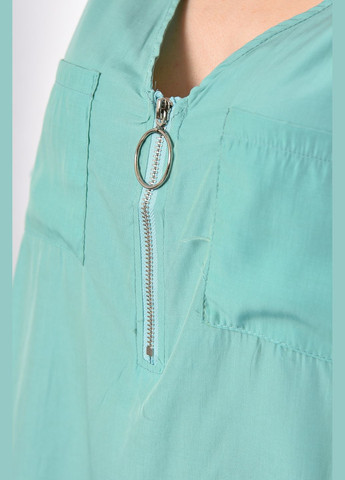 М'ятна блуза жіноча з коротким рукавом м'ятного кольору з баскою Let's Shop