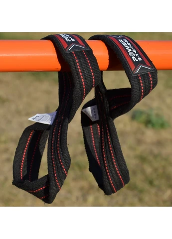 Ремни для тяги (восьмерка) PS-3405 Figure 8 Black/Red S/M Power System (397598108)