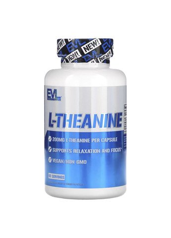 L-теанин L-Theanine 200 mg 60 Veggie Capsules EVLution Nutrition (292312003)