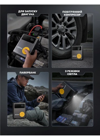Пусковое устройство 1750А Jump Starter (12000 mAh) с воздушным компрессором AstroAI (336377289)