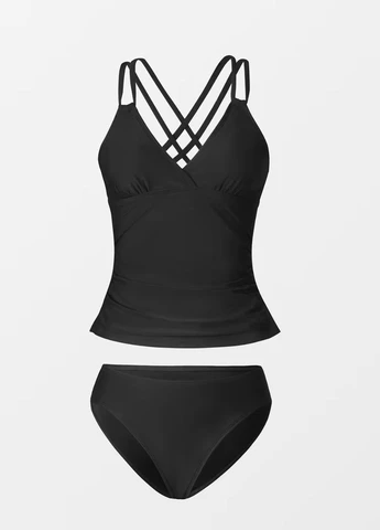 Чорний демісезонний жіночий купальник hipster set (10086) роздільний CUPSHE
