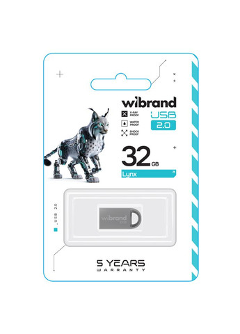 Флеш-накопичувач USB 2.0 32Gb Silver (WI2.0/LY32M2S) Wibrand lynx (357472803)