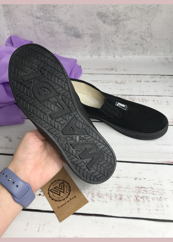 Черные слипоны детские для мальчика черный (111) Waldi с вышивкой