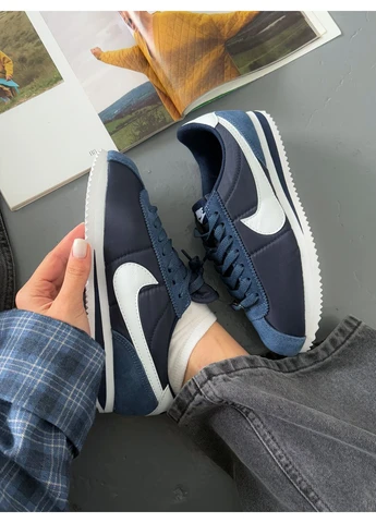 Кросівки жіночі і чоловічі Nike Cortez Blue Navi White | Найк Кортез сині No Brand сині демісезони (350199324)