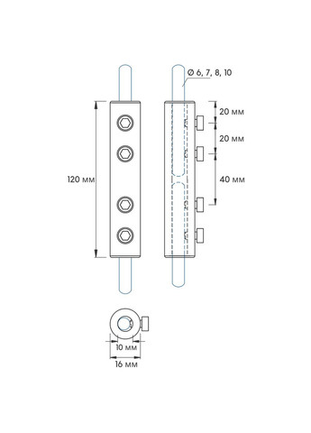 Соединитель продольный для катанки Ø 6, 7, 8, 10 мм No Brand (364956012)