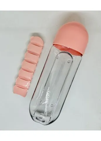 Бутылка для воды с таблетницей Pill Bottle Pink No Brand (401811384)