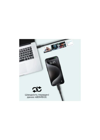 Дата кабель USB-C to USB-C cablekit-cc.black (cablekit-cc.black) Promate (382078664)
