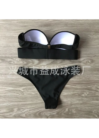 Черный летний раздельный купальник с пушапом без бретелек. раздельный купальник из элестана двойка черный, m China