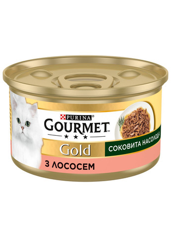 Упаковка влажного корма для кошек Purina Gold Сочное наслаждение с лососем 24 шт по 85 г Gourmet (314710197)