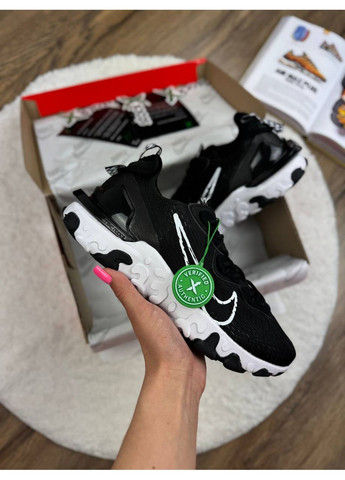 КРОСІВКИ ЖІНОЧІ NIKE REACT VISION BLACK WHITE НАЙК РЕАКТ ВІСІОН No Brand чорні демісезони (367175161)