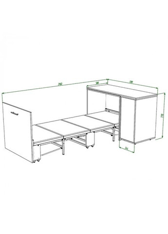 Кровать-трансформер + Письменный стол + Тумба + Комод (4 в 1) Knap Knap Sirim-C3 (369637068)