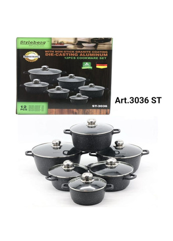Набор круглых кастрюль с гранитным покрытием st-3036. Styleberg (356112237)