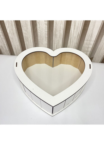 Дерев’яна подарункова коробка у формі серця з прозорою кришкою – стильна упаковка для солодощів та подарунків No Brand (355801967)