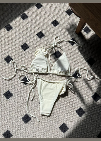 Кремовый демисезонный раздельный купальник кремовый с розами. бикини No Brand 6971