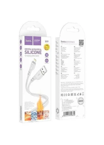 Кабель X97 Crystal color silicone charging data cable Lightning 2.4A 1m Білий Hoco (388770793)
