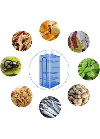 Сетка складная подвесная сушилка компактная с молнией 5 ярусов для сушки рыбы, овощей, грибов и фруктов 100×50×50 см No Brand (361161772)