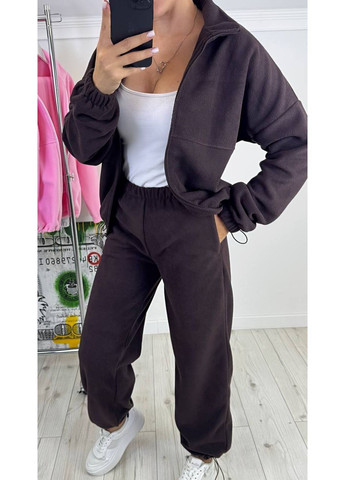 Костюм женский флисовый брюки на затяжках и кофта на молнии No Brand (366815753)