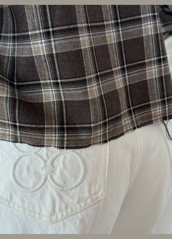 Коричневая повседневный рубашка в клетку Гермес с длинным рукавом