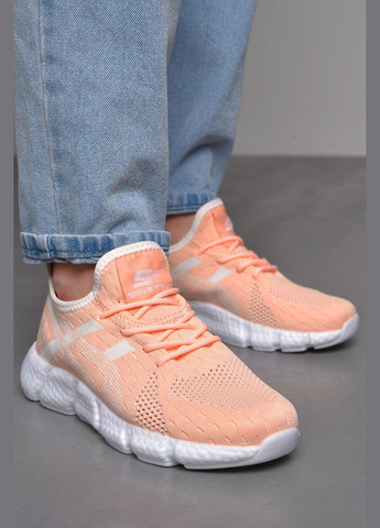 Персиковые демисезонные кроссовки женские персикового цвета текстиль Let's Shop