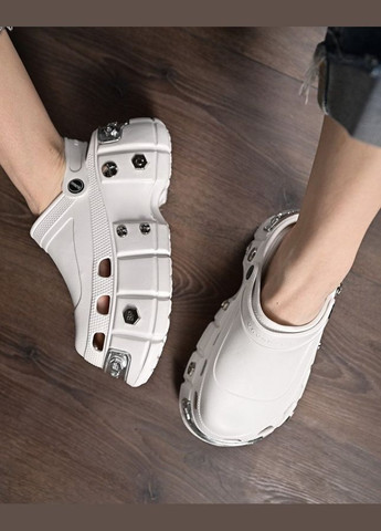 Женские кроксы на платформе meetal white No Brand белые лето (346052545)