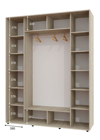 Шкаф-купе трехдверный 210*60*250 см Дуб Шамони светлый 3 двери Зеркало ШК-05 Алекса (360478858)