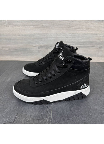 Чорні чоловічі шкіряні зимові кросівки No Brand