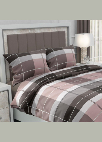 Мікрофіброва постільна білизна принт клітина Полуторний 150x210 см Коричневий (М-P-0146) No Brand (308755186)