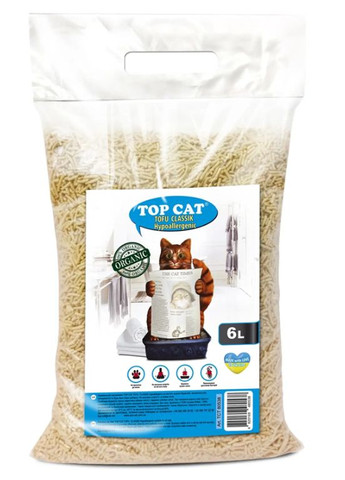 Наполнитель для кошачьего туалета Tofu Классик соевый тофу 6 л Top Cat (266274672)