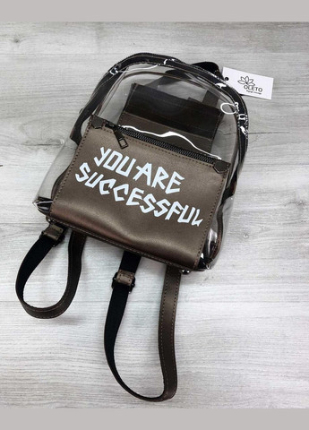 Жіночий міський рюкзак прозорий силіконовий «Бонні» коричнева кишеня з принтом WeLassie (298570469)