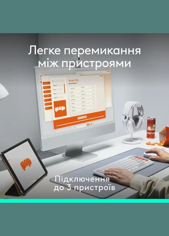 Комплект (клавиатура, мышь) беспроводной Pop Icon Combo Graphite (920-013156), Bluetooth Logitech (354727139)