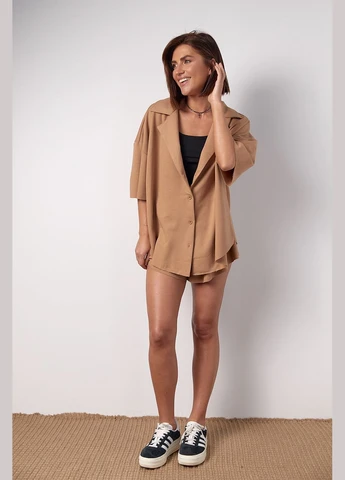 Трикотажний костюм-двійка з шортами та сорочкою Lurex (297682559)
