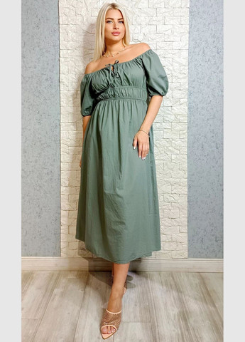 Оливковое повседневный, кэжуал платье а-силуэт Made in Italy однотонное