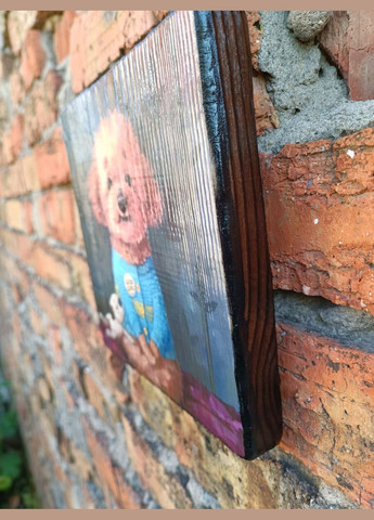 Деревянное панно "Собачка с игрушкой в синей блузке" Handmade (335976169)