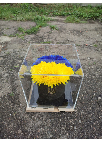 Букет жоржин в акриловом кубе. No Brand (368672373)