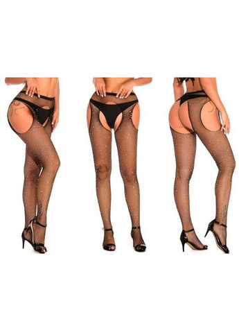 Колготки Very Sexy Shine с открытым доступом и стразами черного цвета, хорошо обработанные края, гладкий пояс-резинка. No Brand (368669536)