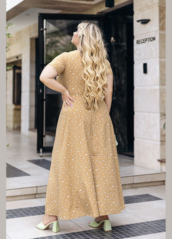 Бежева довга літня сукня в квітковий принт Fashion Girl