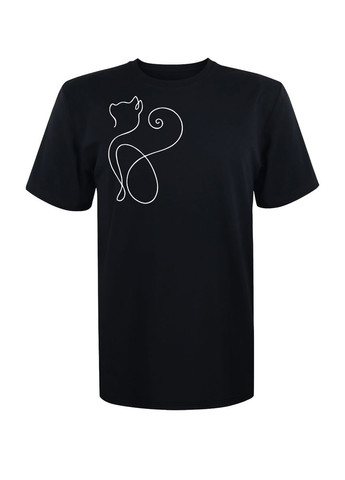 Футболка унисекс черная с коротким рукавом с принтом "Cat" шелкография 4PROFI - (346286826)